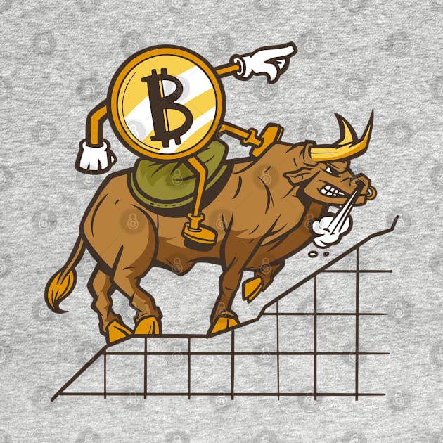 Bitcoin Riding The Trend Crypto Blockchain Trader Bull Art by mikels